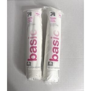 Up & Up Basic Cotton Rounds 200 Count Total (2 Packs of 100) Makeup Remover NEW